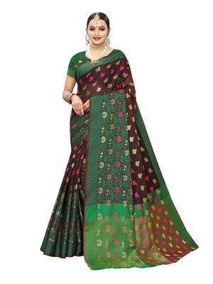 Purple woven chanderi saree with blouse 1