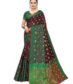 Purple woven chanderi saree with blouse