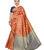 Red woven poly silk saree with blouse
