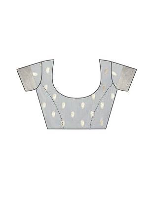 Grey Woven Cotton Poly Saree With Blouse 5