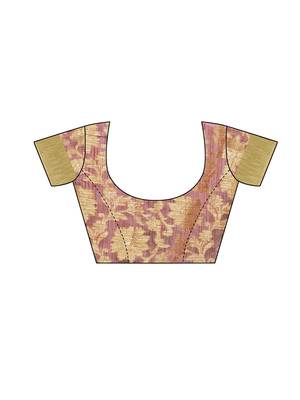 Purple woven cotton silk saree with blouse 5