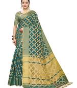 Green Woven Cotton Silk Saree With Blouse