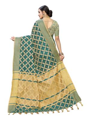 Green Woven Cotton Silk Saree With Blouse 4