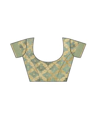 Green Woven Cotton Silk Saree With Blouse 5