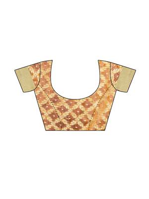 Orange Woven Cotton Silk Saree With Blouse 5