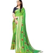 Green embroidered art silk saree with blouse