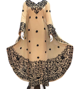 beige georgette moroccan dubai kaftan farasha aari and stone work dress