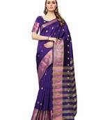 Purple woven poly silk saree with blouse