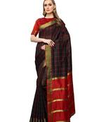 Black Woven Chanderi Saree With Blouse