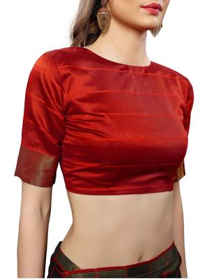 Black Woven Chanderi Saree With Blouse 5