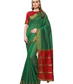 Green Woven Chanderi Saree With Blouse