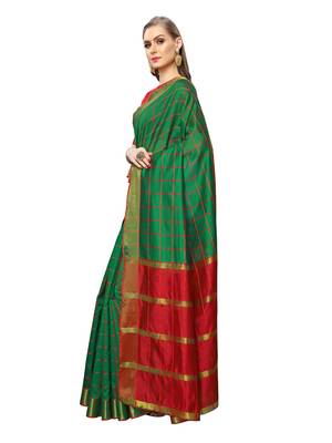 Green Woven Chanderi Saree With Blouse 2