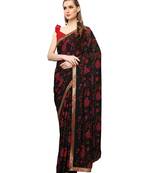 Black printed georgette saree with blouse
