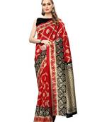 Red Printed Art Silk Saree With Blouse