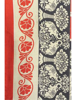 Red Printed Art Silk Saree With Blouse 5
