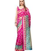 Pink Printed Art Silk Saree With Blouse