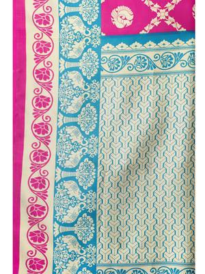 Pink Printed Art Silk Saree With Blouse 5