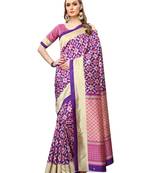 Purple Printed Art Silk Saree With Blouse