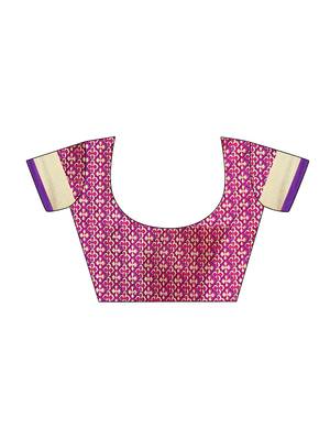 Purple Printed Art Silk Saree With Blouse 5