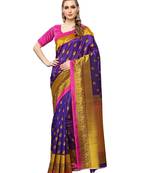 Purple Printed Art Silk Saree With Blouse