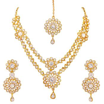 Gold crystal necklace-sets 3
