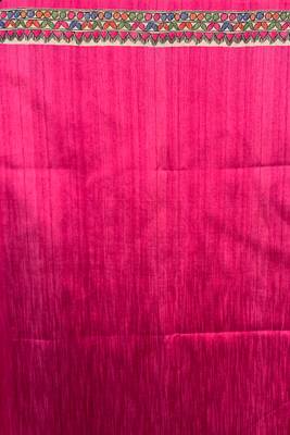 Pink printed silk saree with blouse 4