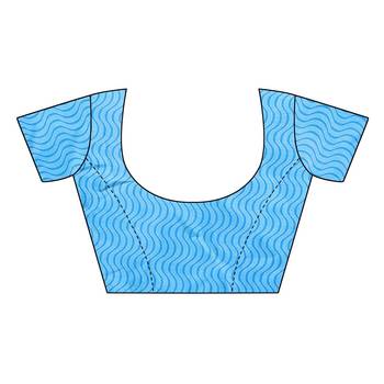 Blue printed art silk saree with blouse 5