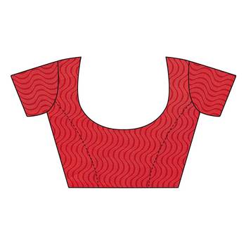 Red printed art silk saree with blouse 5