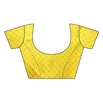 Yellow printed art silk saree with blouse 5