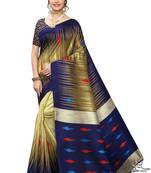 Multicolor printed art silk saree with blouse