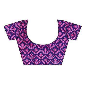 Pink printed art silk saree with blouse 5