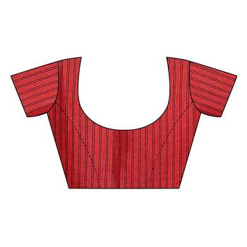 Red printed art silk saree with blouse 5