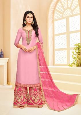 Pink printed silk salwar 1
