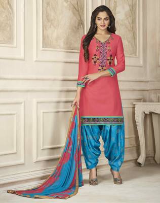 Peach printed cotton salwar 1