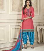 Peach printed cotton salwar