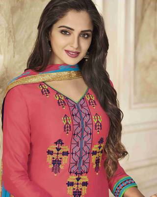 Peach printed cotton salwar 2