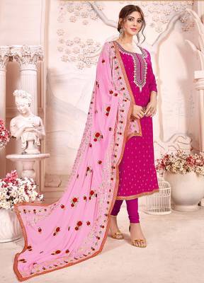 Magenta printed silk salwar 1