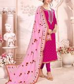 Magenta printed silk salwar