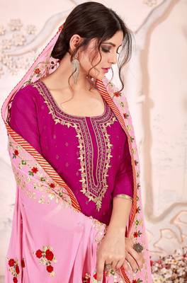 Magenta printed silk salwar 2