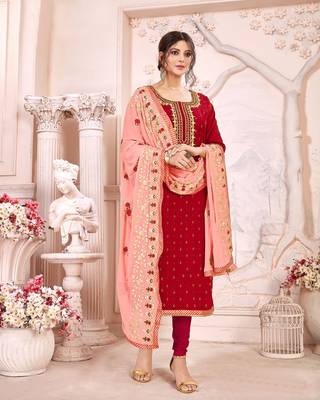Red printed silk salwar 1