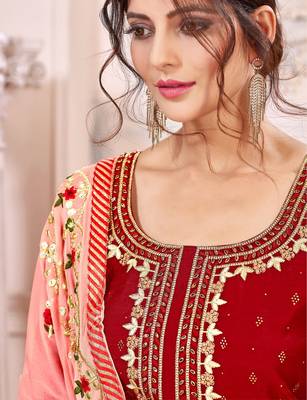 Red printed silk salwar 2
