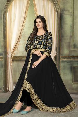 Black printed georgette salwar 2