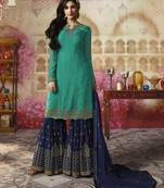 Green printed georgette salwar