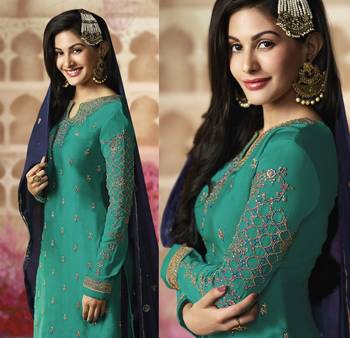 Green printed georgette salwar 2