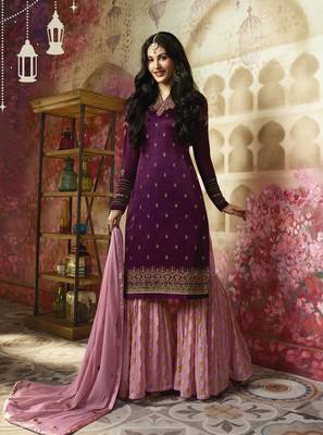 Purple printed georgette salwar 1