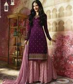 Purple printed georgette salwar