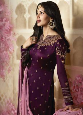 Purple printed georgette salwar 2
