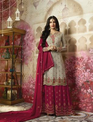 Grey printed georgette salwar 1