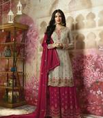 Grey printed georgette salwar