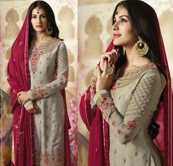 Grey printed georgette salwar 2